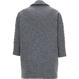 Grey Jacket with Notched Revers and Dropped Shoulders in Wool Blend Boy