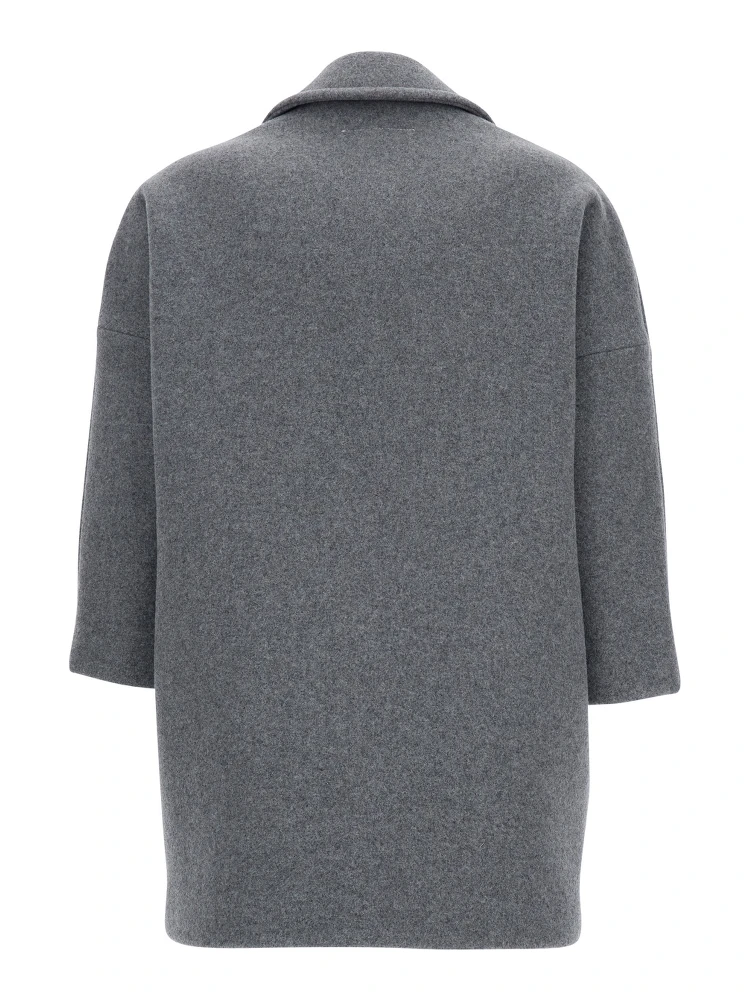 Grey Jacket with Notched Revers and Dropped Shoulders in Wool Blend Boy alternative