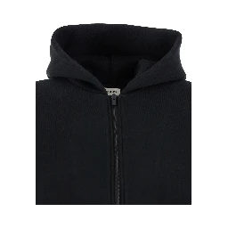 Black Hoodie with Zip Closure and Eternal Writing on the Back in Cotton Blend Man