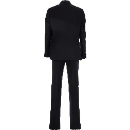 Blue Single-Breasted Suit with Notched Revers and Brooch Detail on the Front in Wool Man