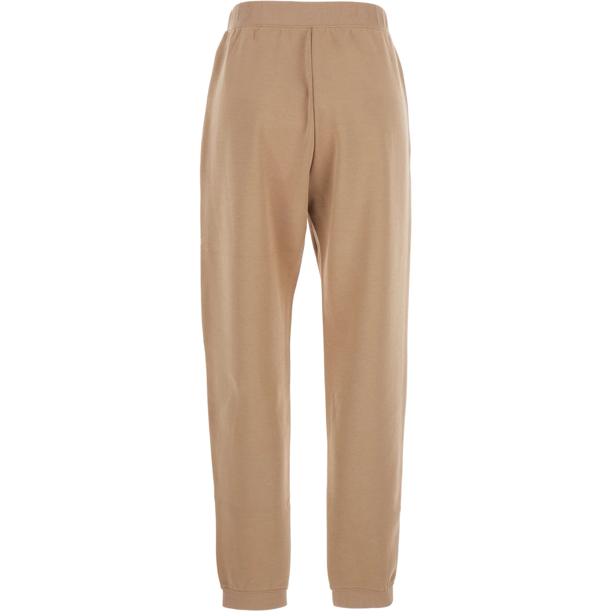 Violino Beige Pants with Elastic Waist and Logo Lettering Embroidery on the Side in Cotton Jersey Woman