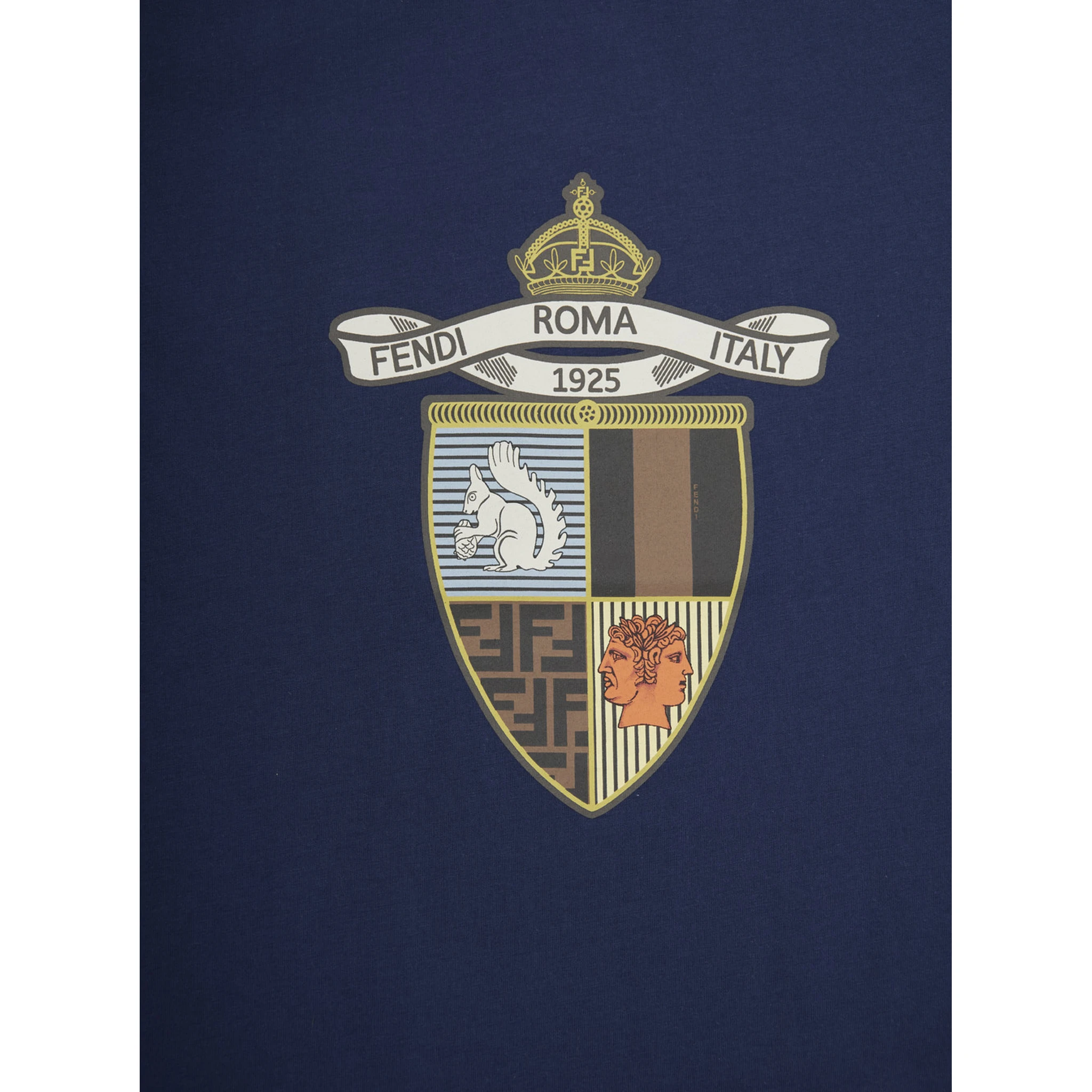 Blue T-Shirt with Round Neck and Maxi Logo Print on the Front in Cotton Boy