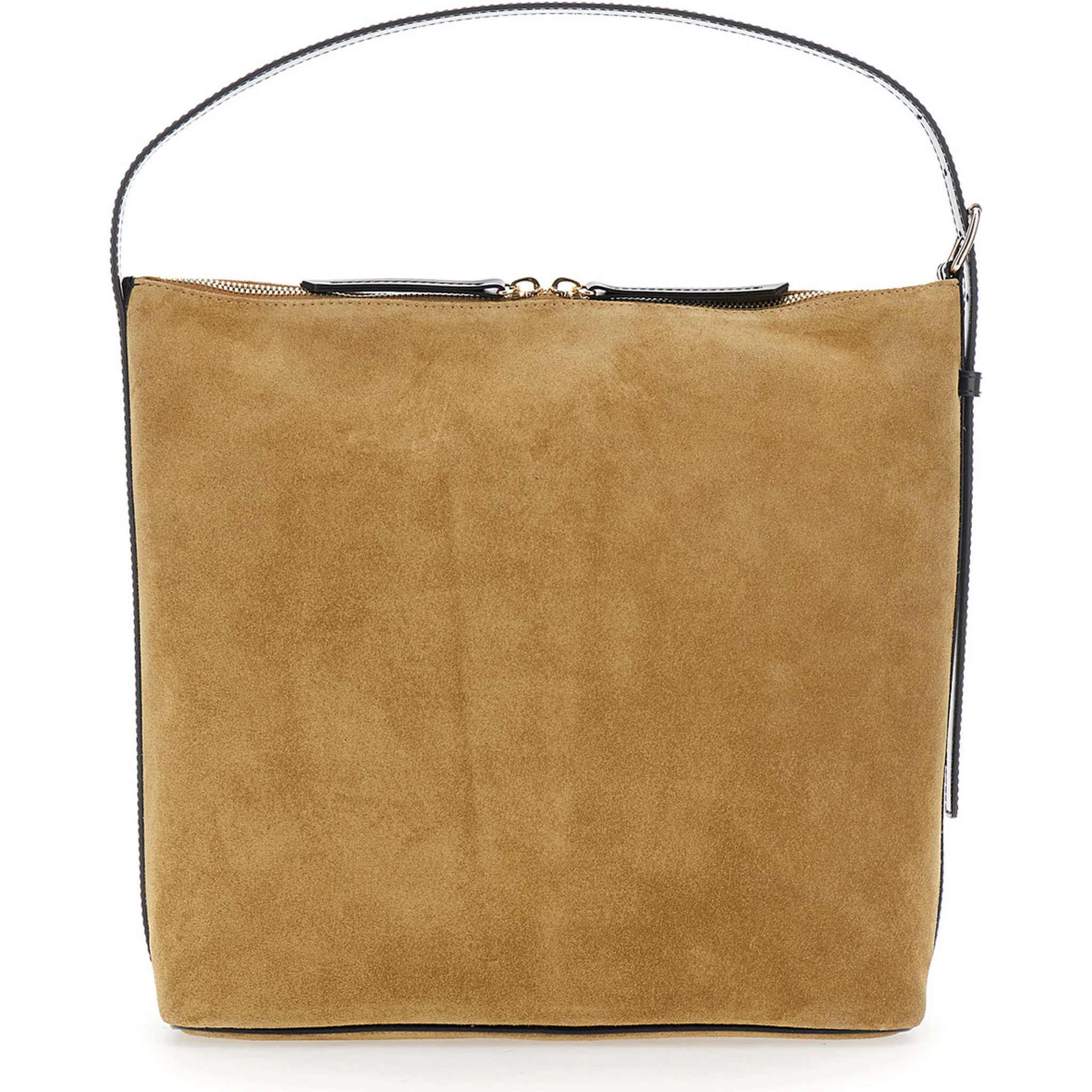Vera Beige Shoulder Bag with Top Handle and Zip Closure in Suede Woman