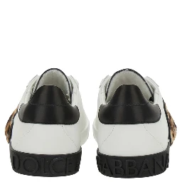 White Low Top Sneaker with Animal-Motif Logo in Leather Woman