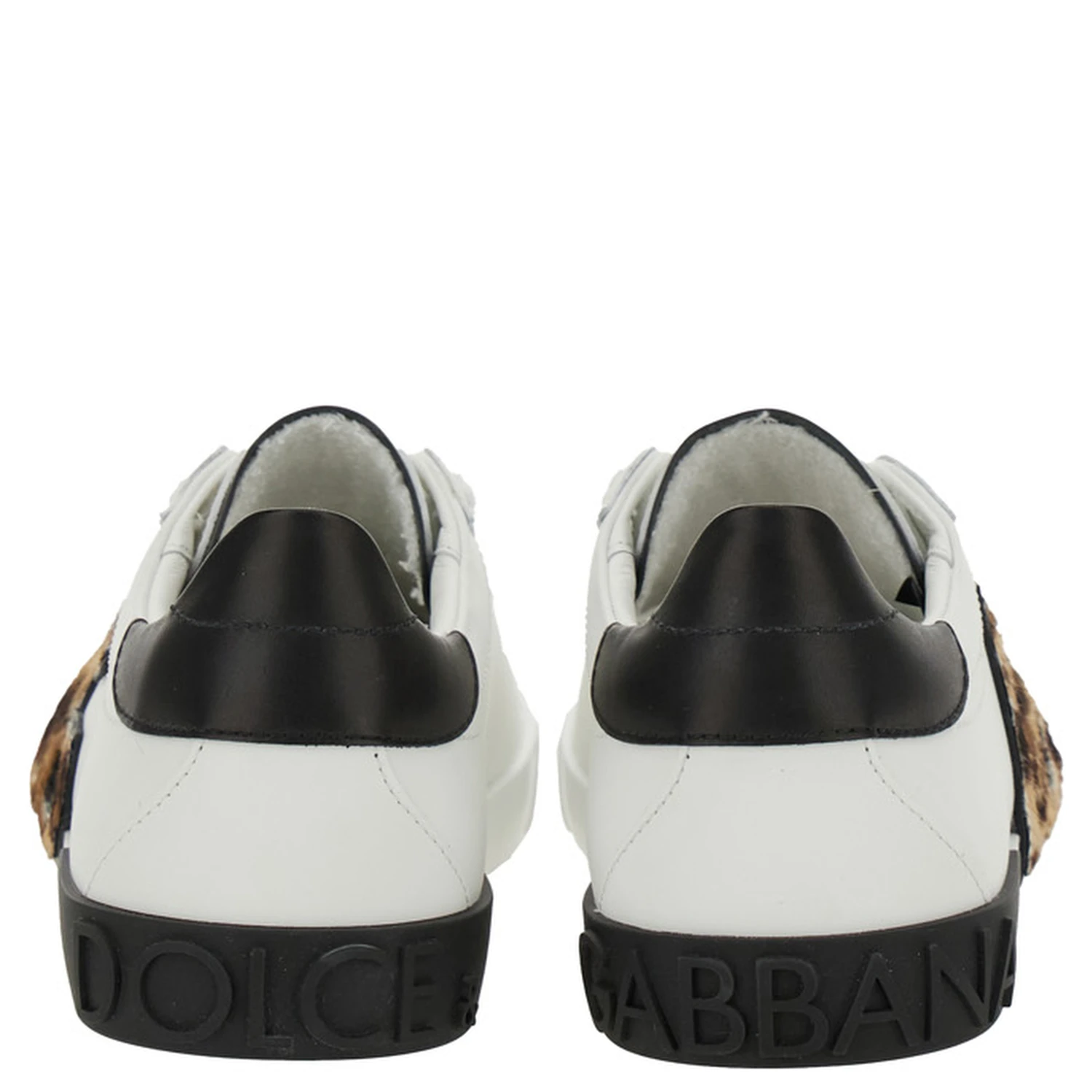 White Low Top Sneaker with Animal-Motif Logo in Leather Woman