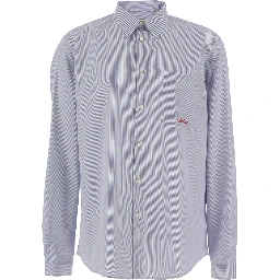 قميص أزرق فاتح بياقة كلاسيكية ونقشة مخططة بالكامل من القطن الرجالي