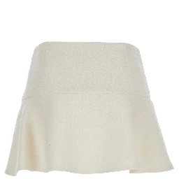 White Skirt with Hidden Side Closure in Wool Boucle Woman