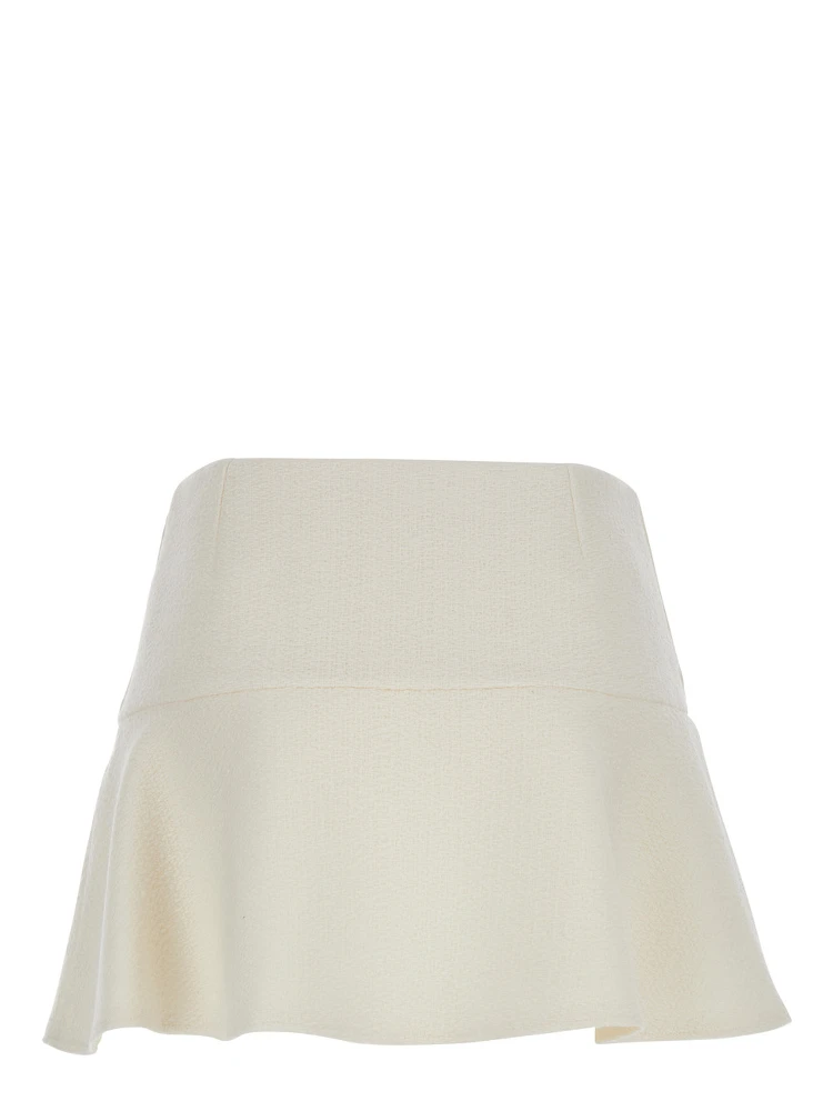 White Skirt with Hidden Side Closure in Wool Boucle Woman alternative