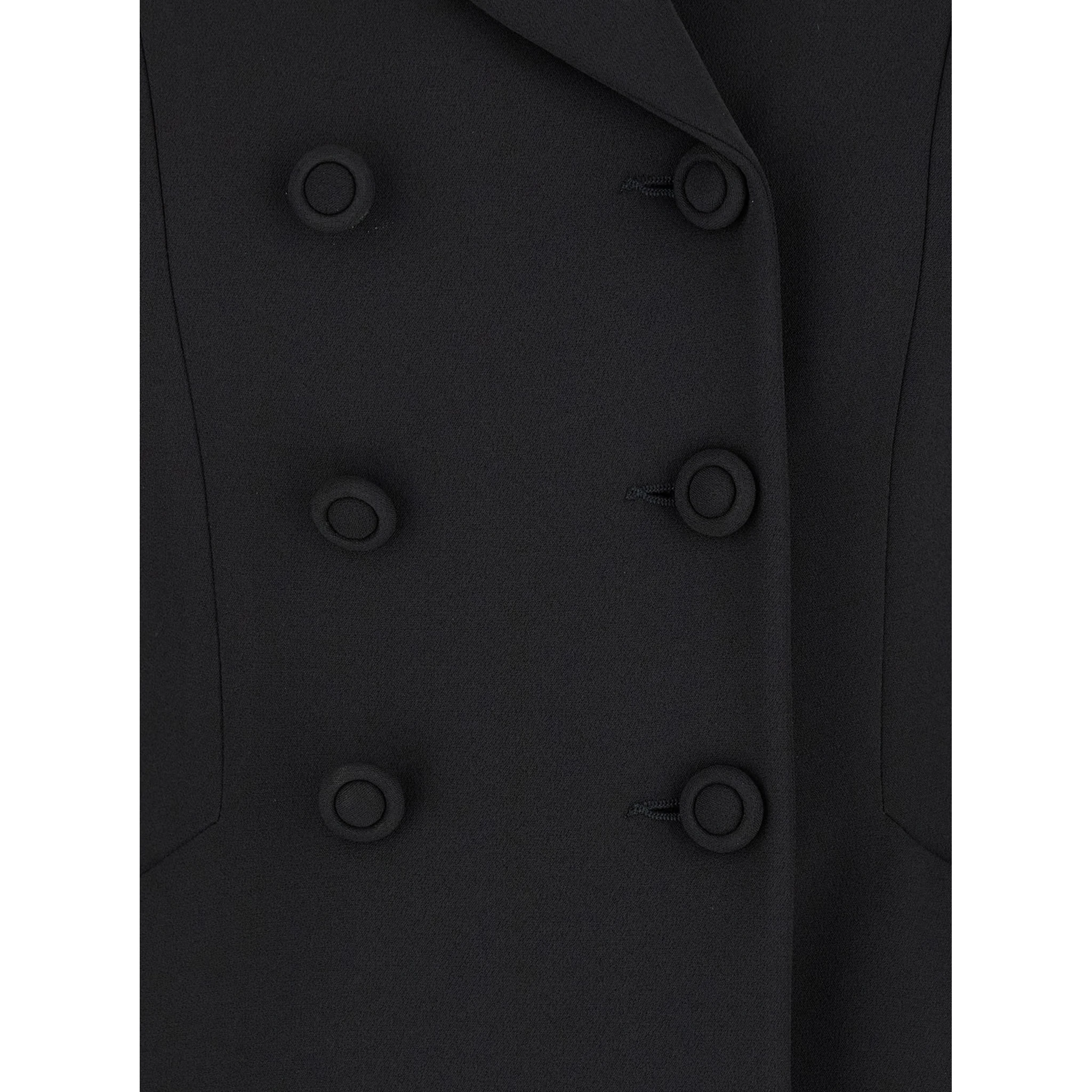 Black Double-Breasted Jacket with Peak Revers in Fabric Woman