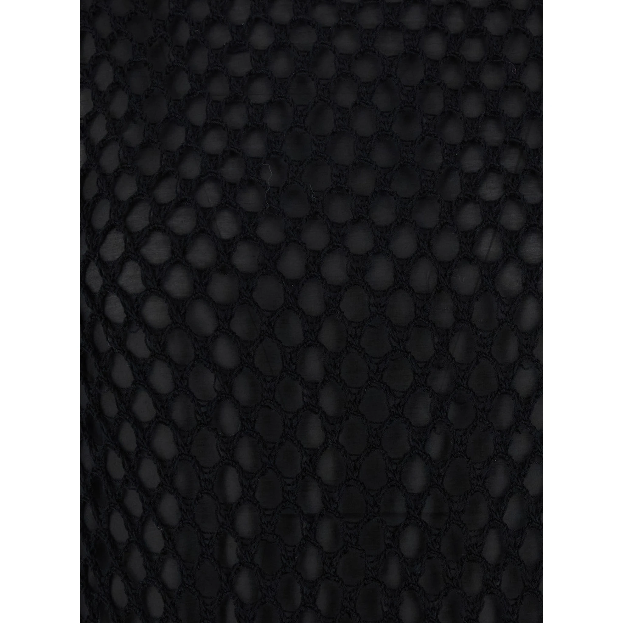 Black Crewneck Long Dress with Fishnet Design and Matching Underdress in Cotton Woman
