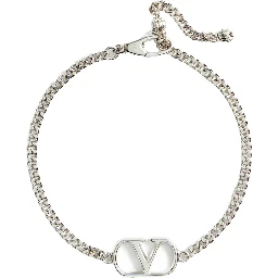 Metallic Bracelet with Chunky Chain-Link Design and VLogo in Bronze Man