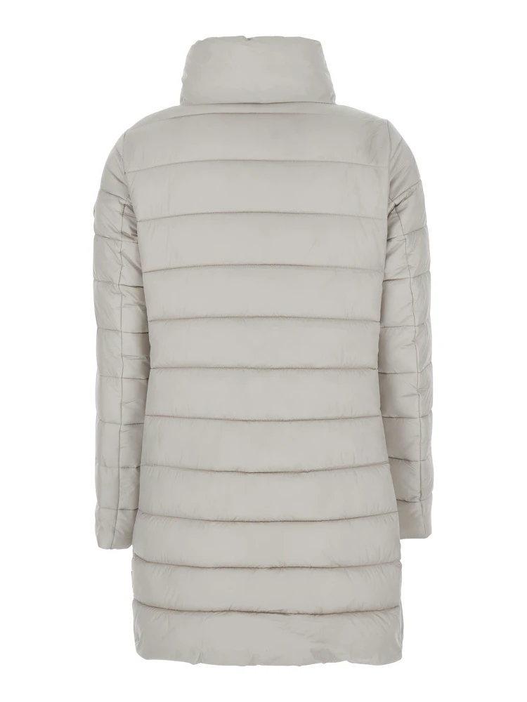 Lydia Beige Down Jacket with High Neck and Logo Patch on the Sleeve in Tech Fabric Woman alternative