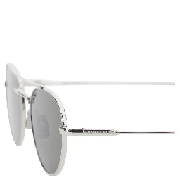 Silver Tone Sunglasses with Engraved Logo in Metal Woman
