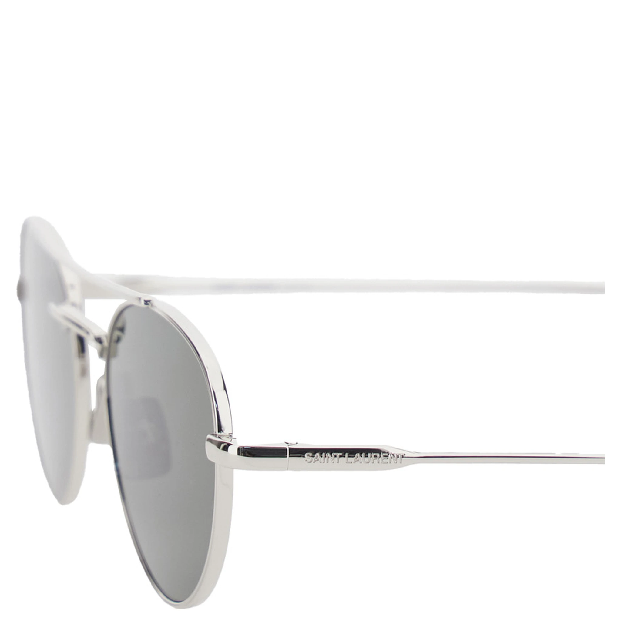 Silver Tone Sunglasses with Engraved Logo in Metal Woman
