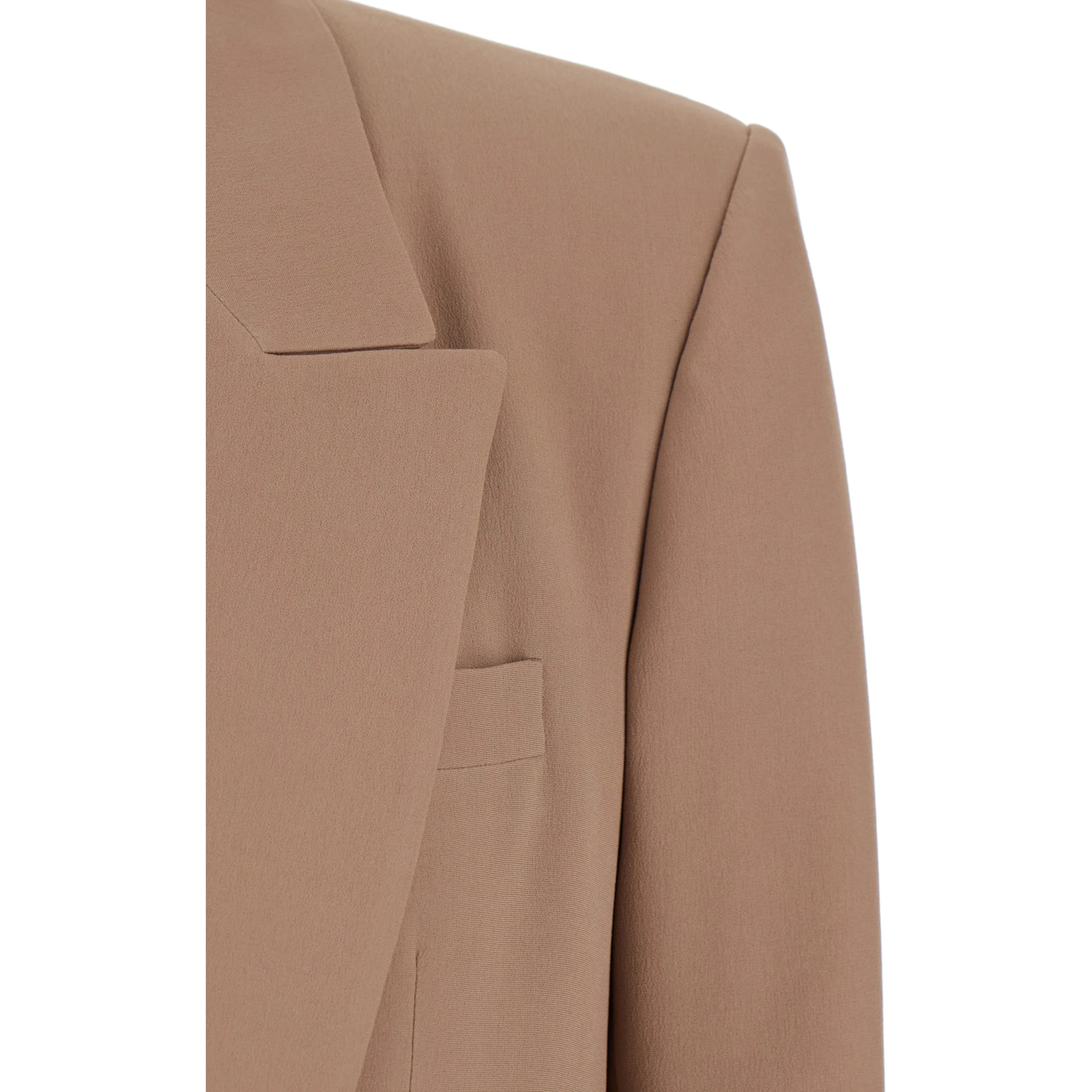 Beige Single-Breasted Jacket with Peak Lapels in Wool Woman