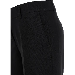 Straight Black Pants with Belt Loops in Fabric Woman