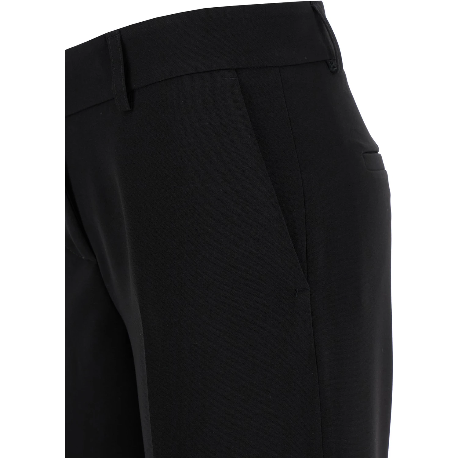 Straight Black Pants with Belt Loops in Fabric Woman