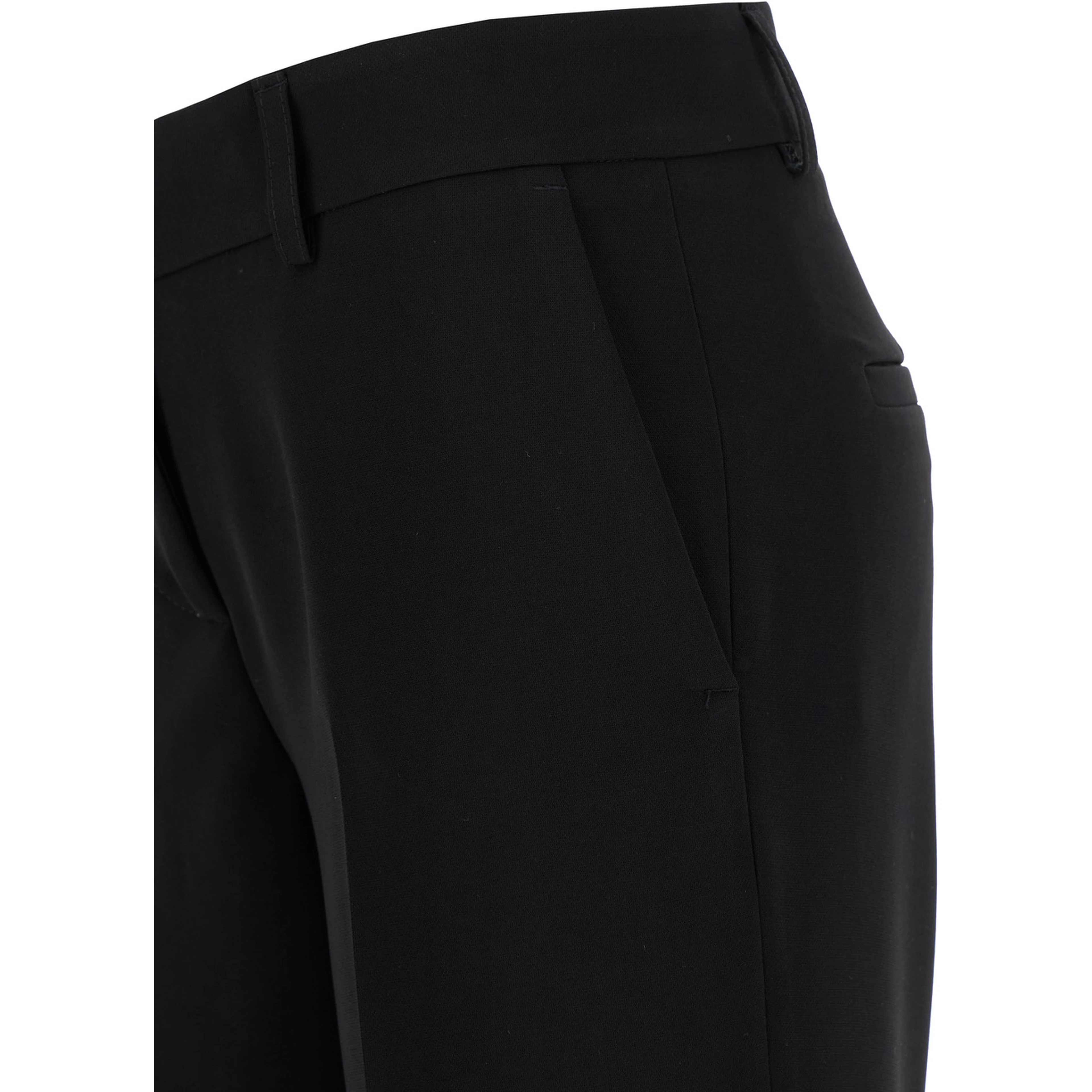 Straight Black Pants with Belt Loops in Fabric Woman