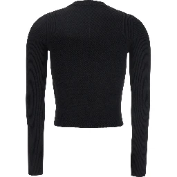 M-Valari Black Sweater with Oval D Logo Plaque on the Front in Viscose Blend Woman
