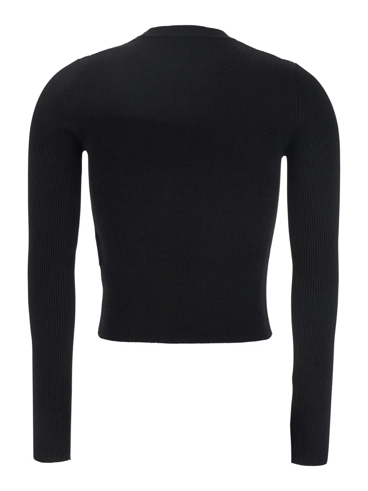 M-Valari Black Sweater with Oval D Logo Plaque on the Front in Viscose Blend Woman alternative