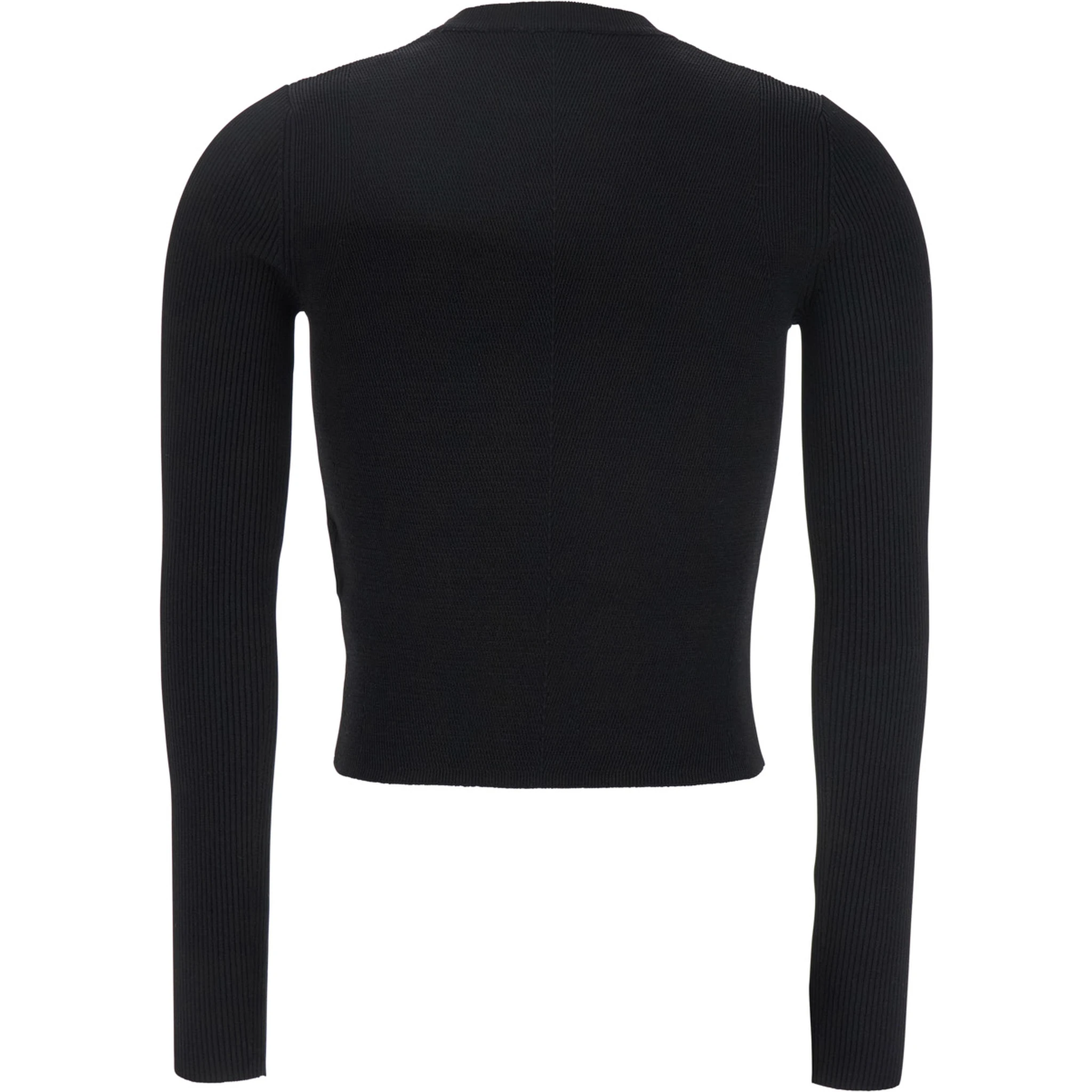 M-Valari Black Sweater with Oval D Logo Plaque on the Front in Viscose Blend Woman