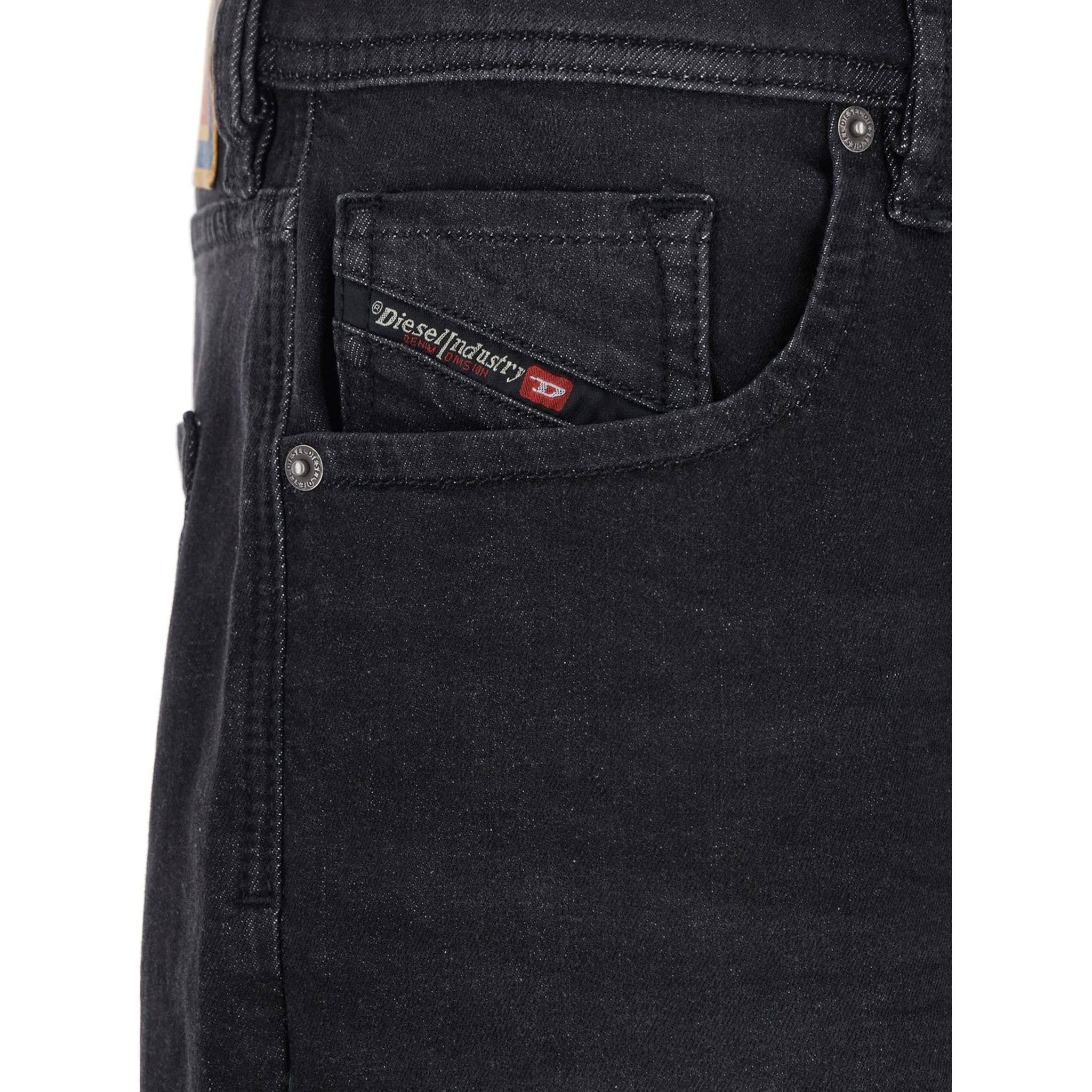 Larkee Black Jeans with Logo Patch on the Rear and Tapered Leg in Denim Man