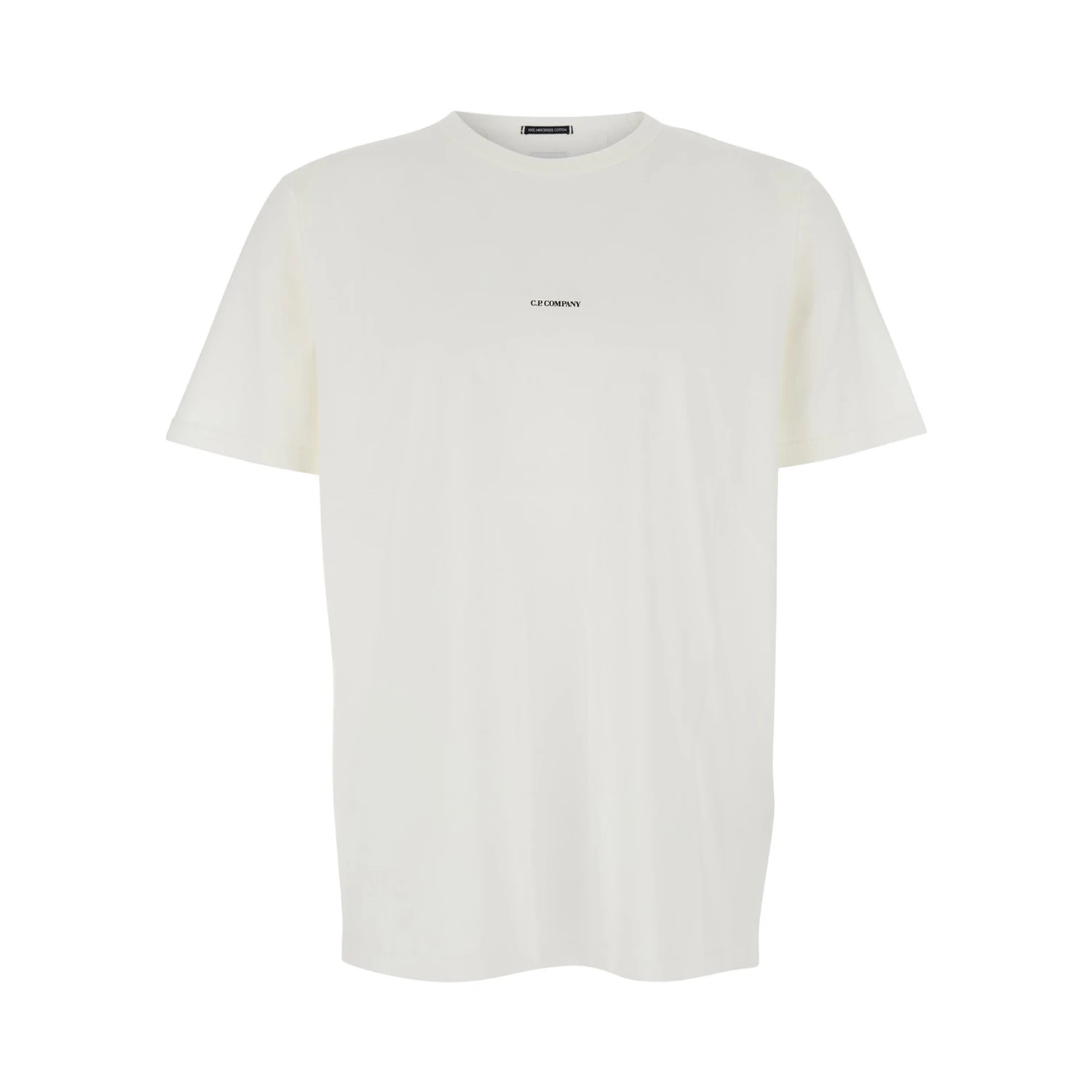 White Crewneck T-Shirt with Logo Lettering on the Front in Cotton Man