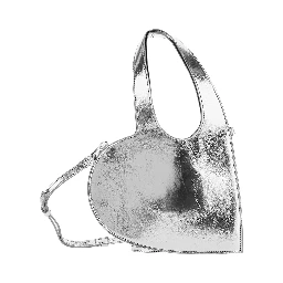 Heart Heart-Shaped Metallic Crossbody Bag with Logo Lettering on the Front and Cut-Out on the Handle in Leather Woman