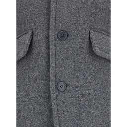 Grey Jacket with Notched Revers and Dropped Shoulders in Wool Blend Boy