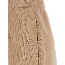 Violino Beige Pants with Elastic Waist and Logo Lettering Embroidery on the Side in Cotton Jersey Woman