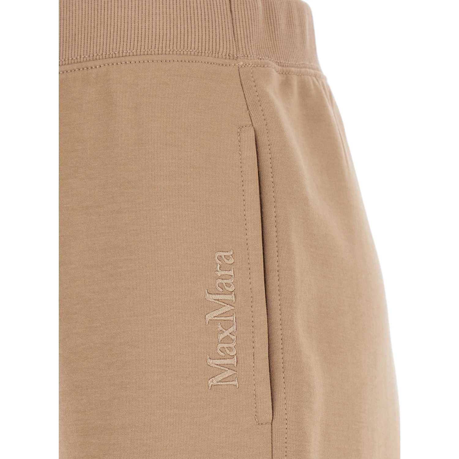 Violino Beige Pants with Elastic Waist and Logo Lettering Embroidery on the Side in Cotton Jersey Woman