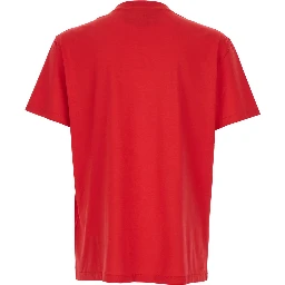 Red Crewneck T-Shirt with VLogo on the Front in Cotton Man