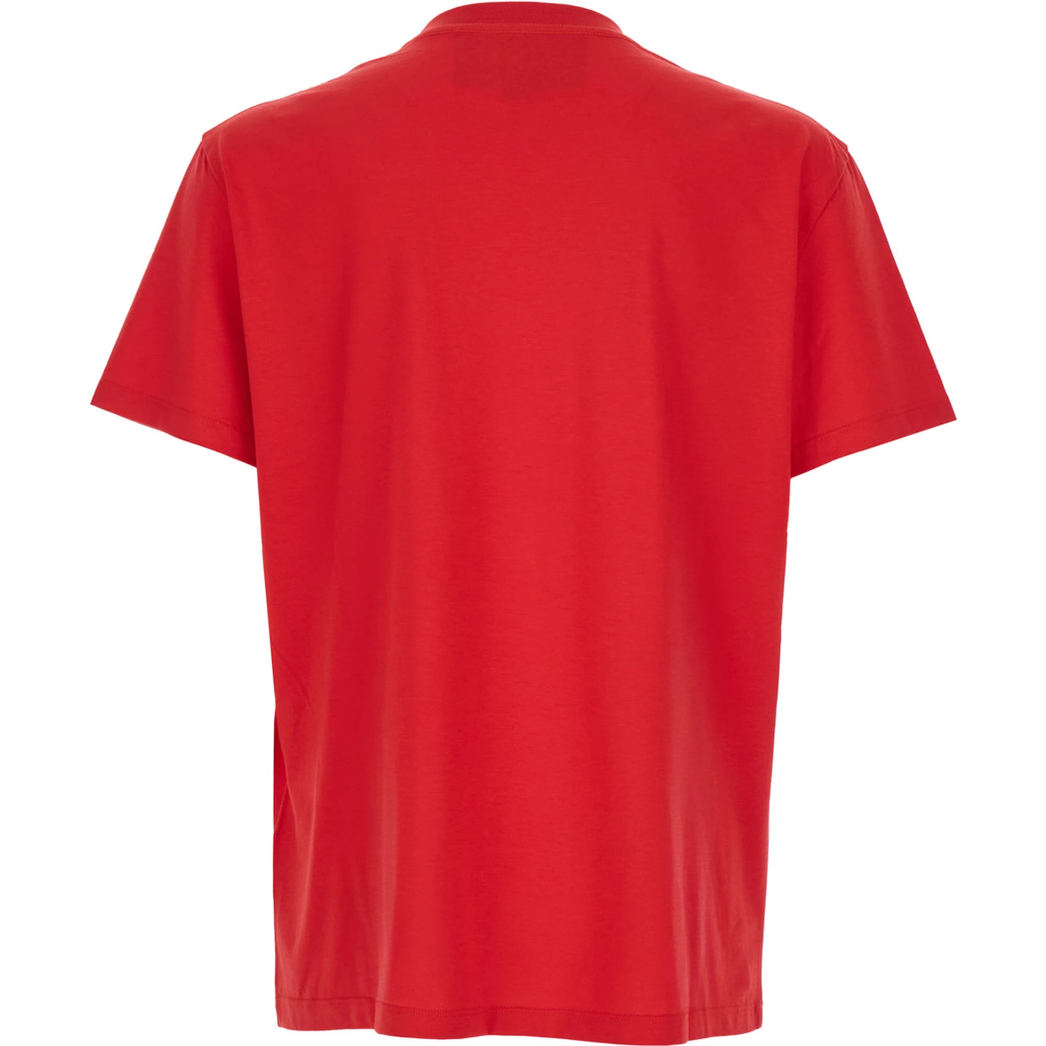 Red Crewneck T-Shirt with VLogo on the Front in Cotton Man