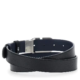 Black Reversible Belt with VLogo Plaque in Leather Man