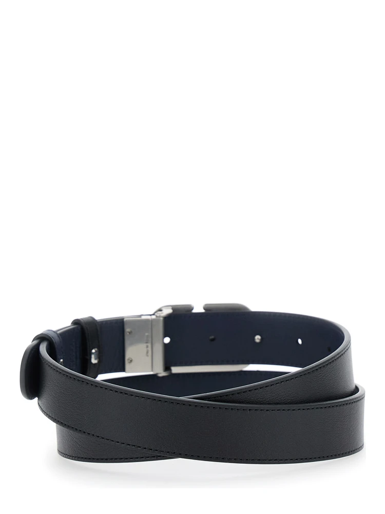 Black Reversible Belt with VLogo Plaque in Leather Man alternative