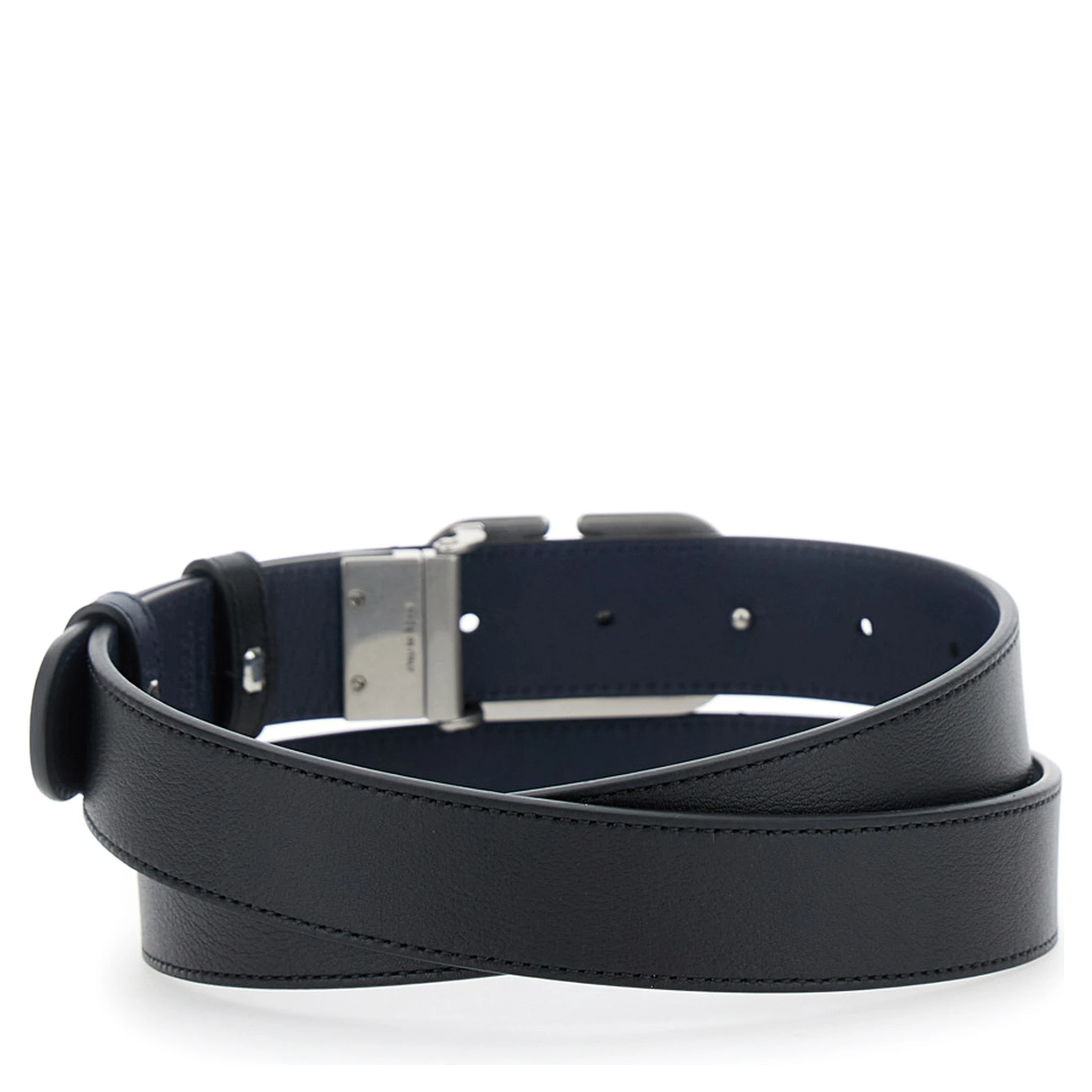 Black Reversible Belt with VLogo Plaque in Leather Man