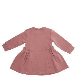 PinkDress with Logo on Front and Flared Skirt in Cotton Baby