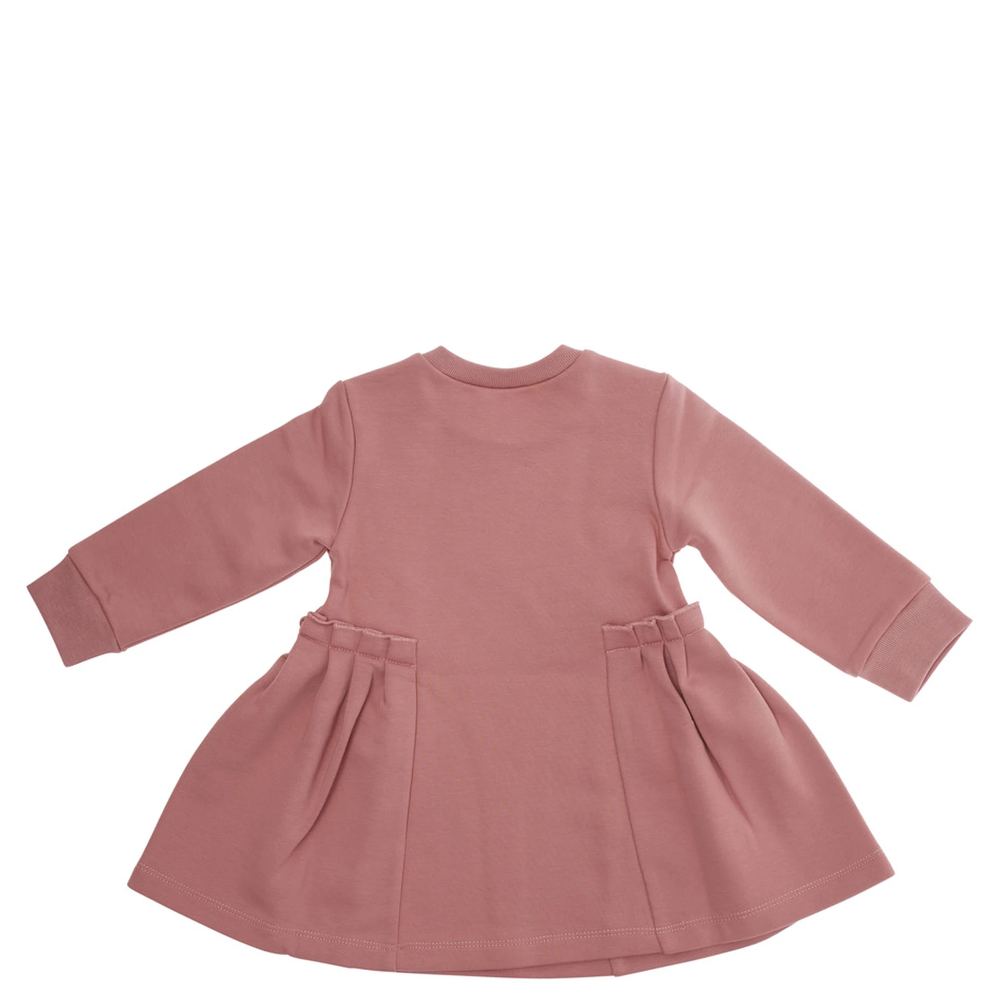 PinkDress with Logo on Front and Flared Skirt in Cotton Baby