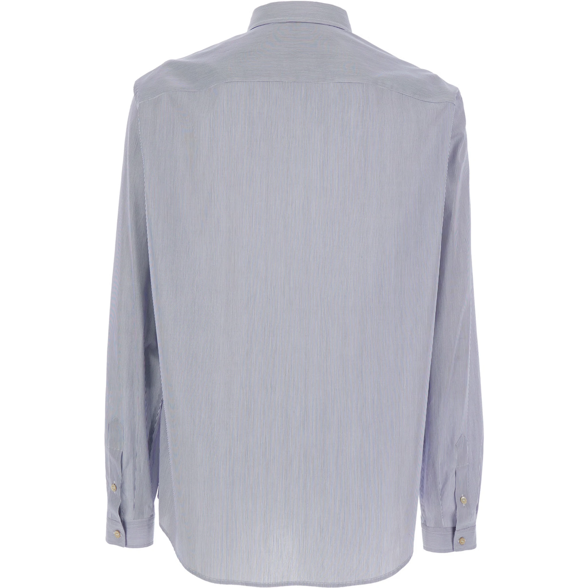 قميص أزرق فاتح بياقة كلاسيكية ونقشة مخططة بالكامل من القطن الرجالي