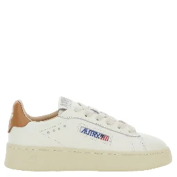 Dallas White Low Top Sneakers with Logo Patch on the Tongue and Contrasting Heel with Logo in Leather Boy