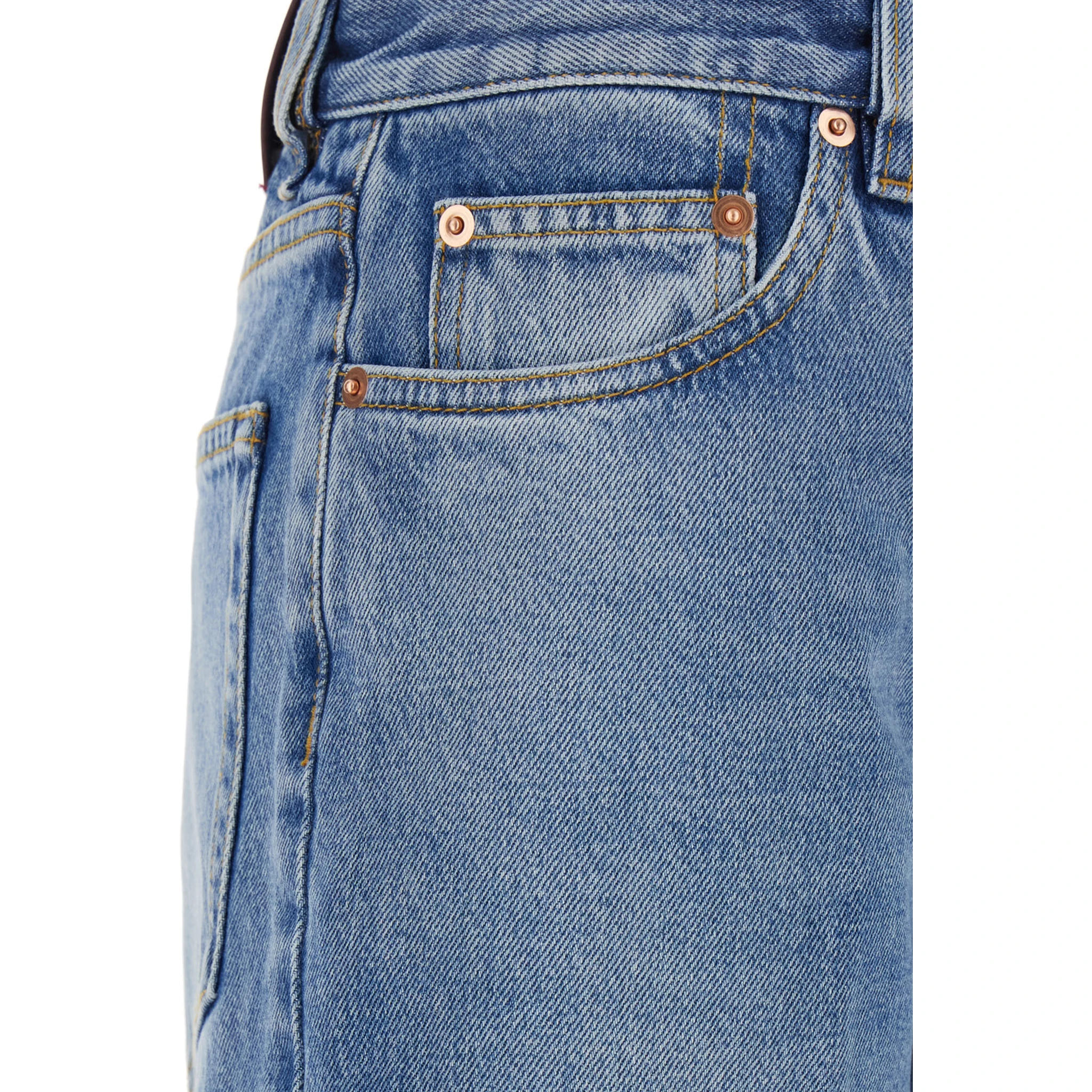 Blue Jeans with Logo Patch on the Rear and Faded Effect in Denim Woman