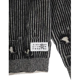 Black Sweater with Ripped Details and Logo Patch in Wool Boy