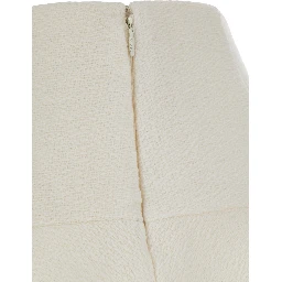 White Skirt with Hidden Side Closure in Wool Boucle Woman