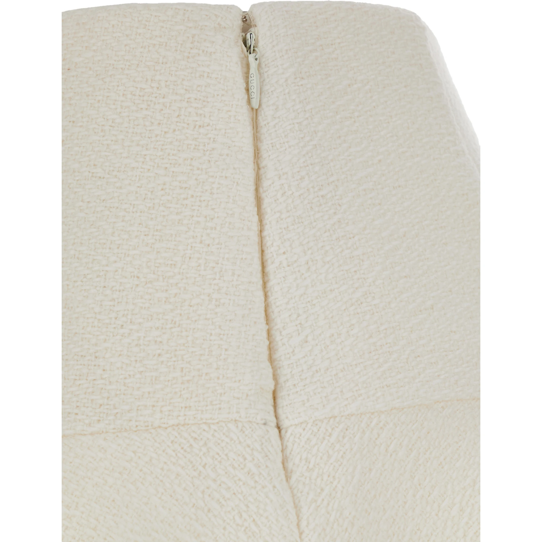 White Skirt with Hidden Side Closure in Wool Boucle Woman