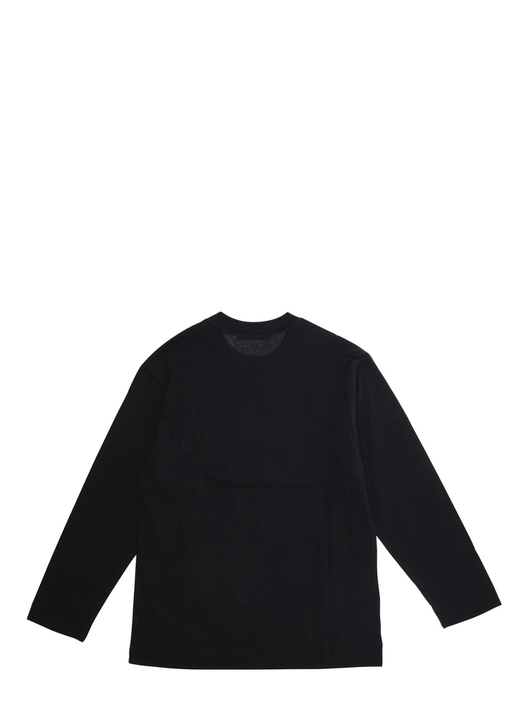 Black Crew Neck Sweater with Logo Lettering on the Front in Cotton Boy alternative