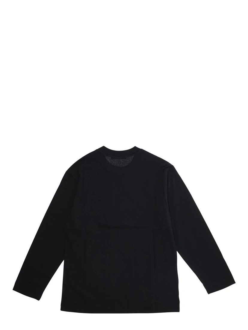 Black Crew Neck Sweater with Logo Lettering on the Front in Cotton Boy