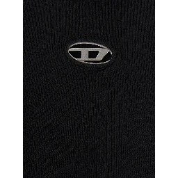 M-Valari Black Sweater with Oval D Logo Plaque on the Front in Viscose Blend Woman
