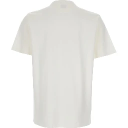 White Crewneck T-Shirt with Logo Lettering on the Front in Cotton Man