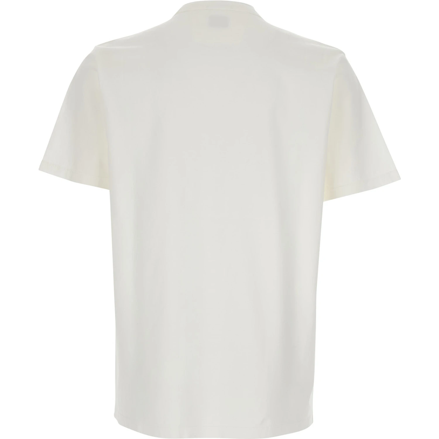 White Crewneck T-Shirt with Logo Lettering on the Front in Cotton Man
