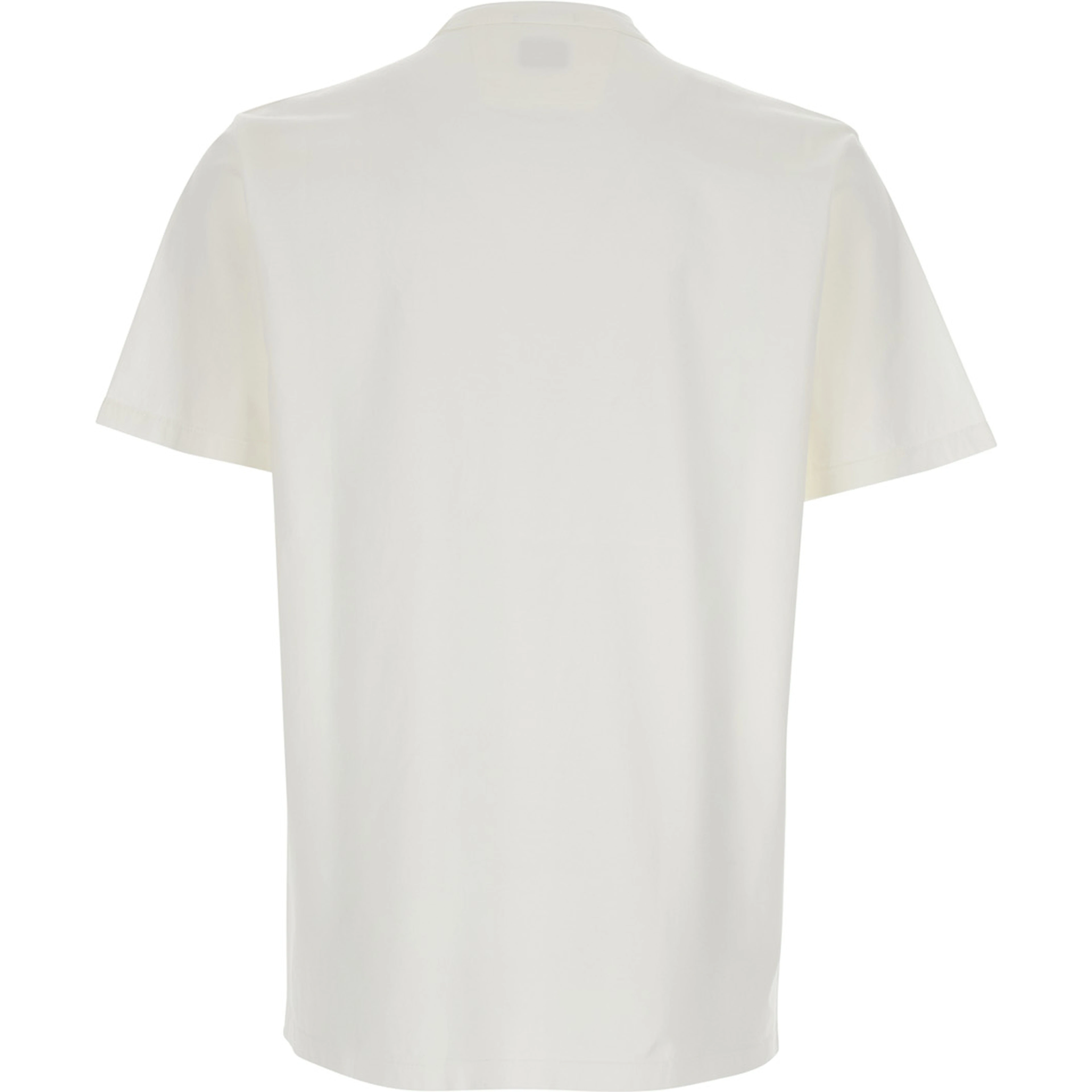White Crewneck T-Shirt with Logo Lettering on the Front in Cotton Man